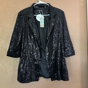 Boohoo Plus Sequin  Oversized Blazer Black Size 14 US